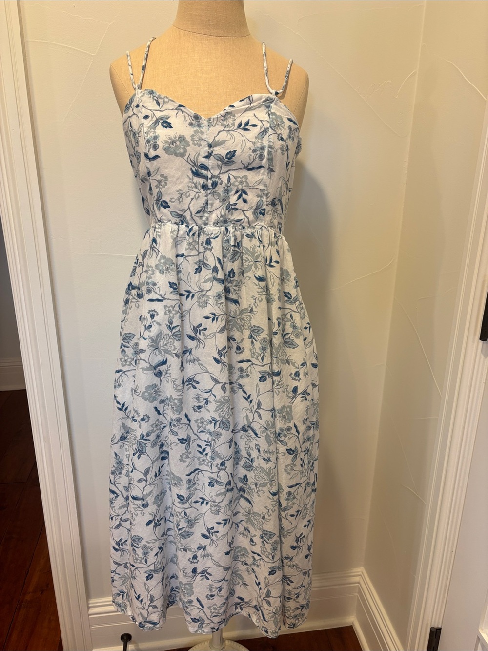 Joie White Maxi Dress with Blue Floral Print